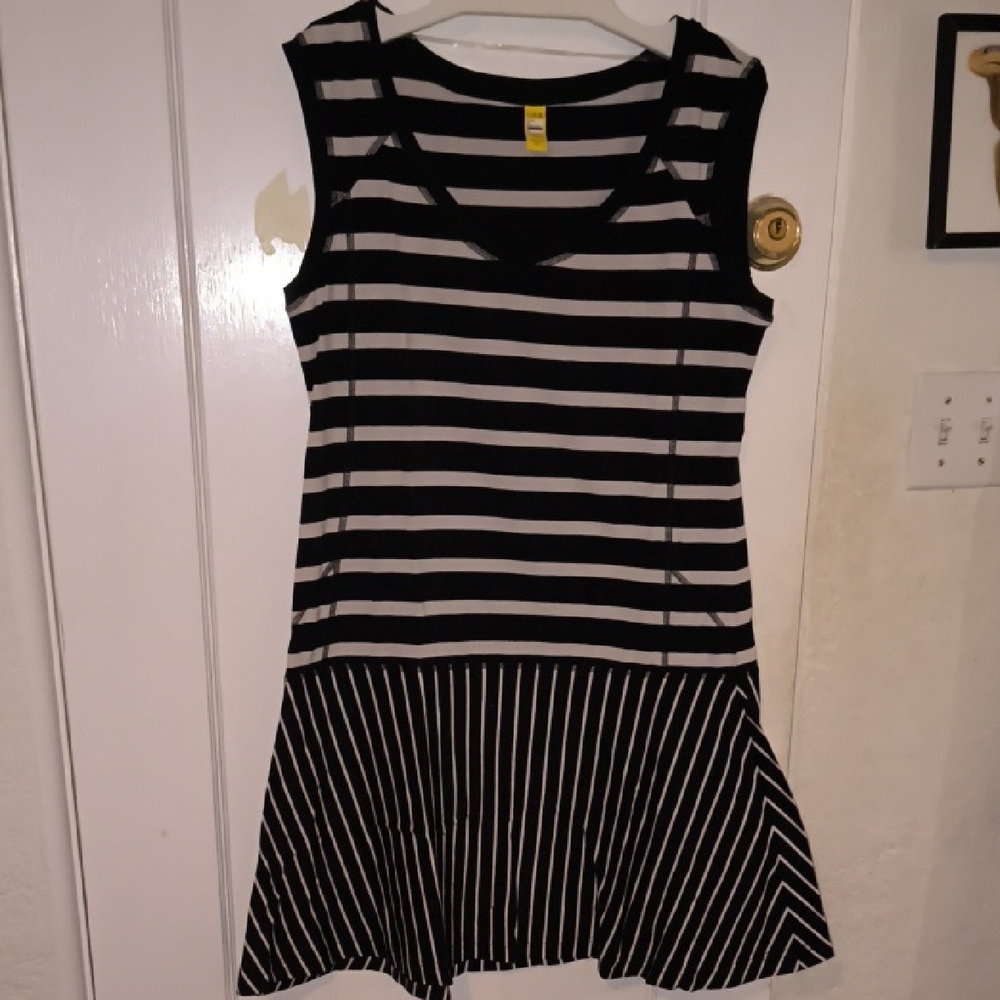 Lole | Striped Black and White Midi Dress